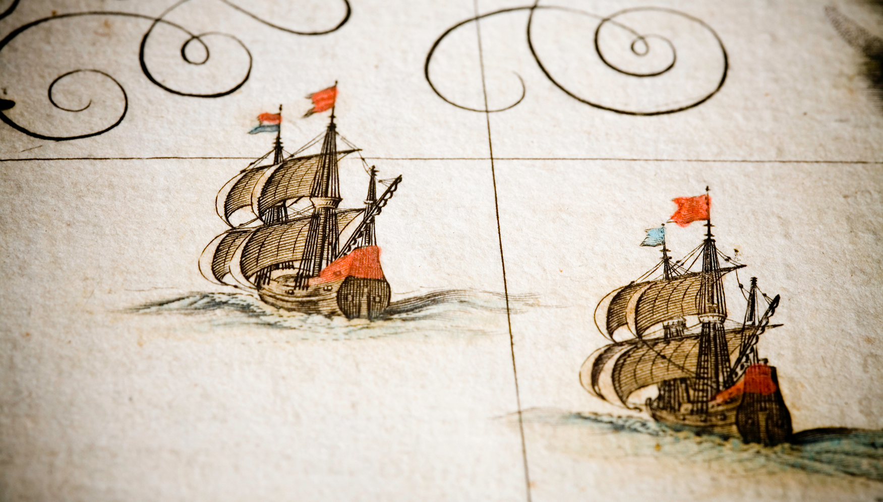 Ships on an illustrated map